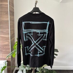 Off-White Marker Long Sleeve Tee T-shirt Black 100% Authentic Men's Sz Large